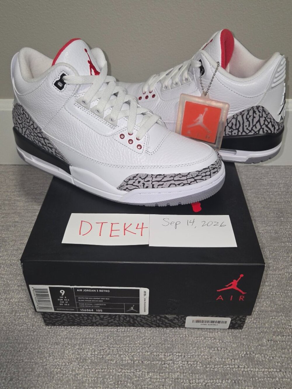 2011 Nike Air Joran 3 Retro White Cement Men Size 9